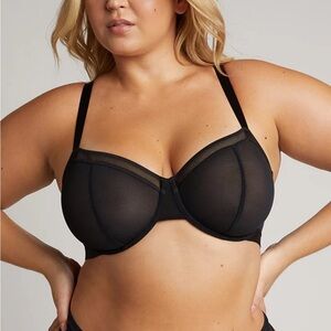 New Negative Underwear Sieve Balconette Bra Black Size 34DD Mesh Lace NWT Wired